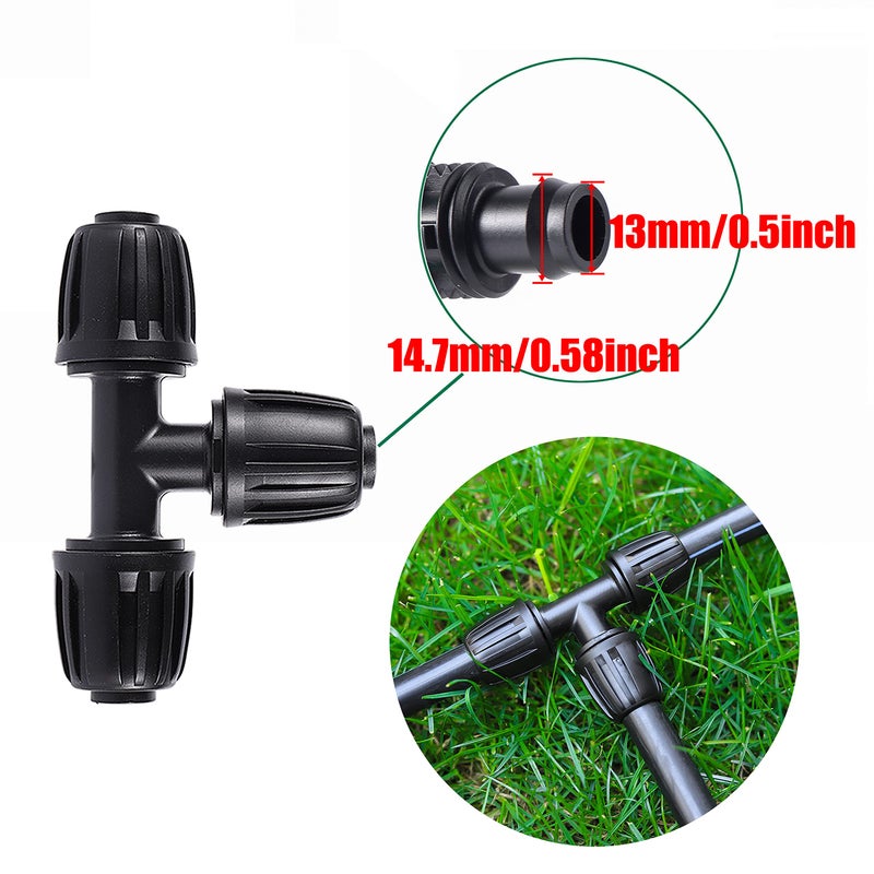 FOGWOWO 1/2 inch Irrigation Fittings Tee Connectors For (1/2"" ID x0.6-0.63"" OD) 16mm Drip Tubing Barbed Connectors-10 Pcs/pack - Image 2